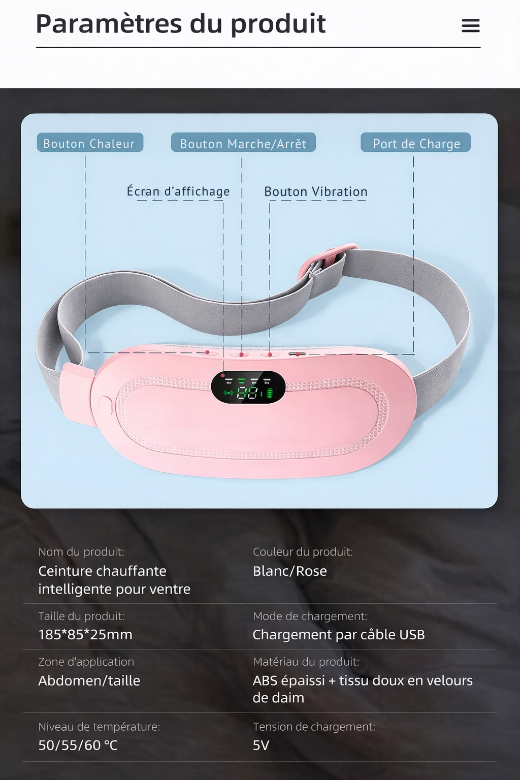 Ceinture chauffante et massante EasyCycle